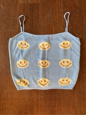 NEW Light Blue Smiley Face Knit Cami